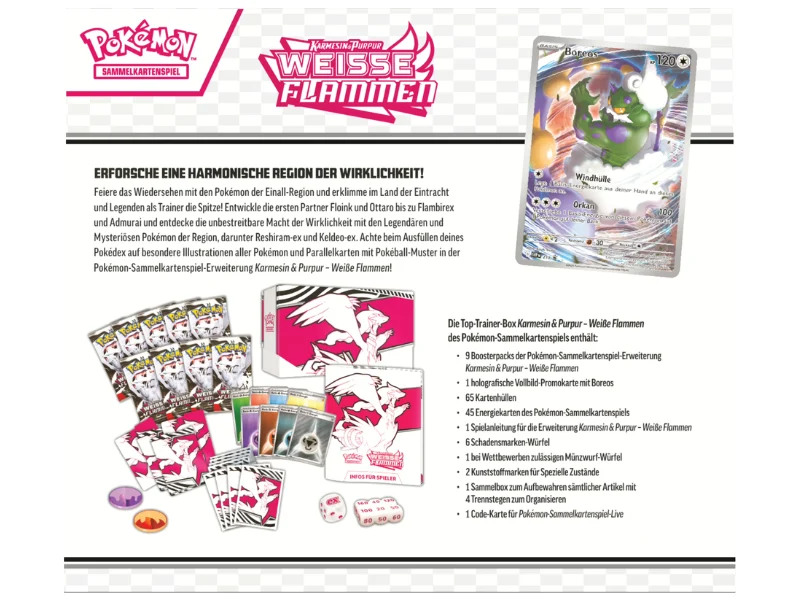 Pokémon- Top-Trainer-Box Karmesin & Purpur – Weiße Flammen