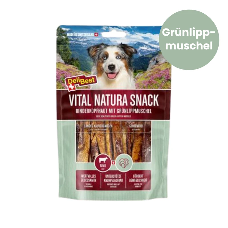 DeliBest Vital Natura Snack Rinderkopfhaut mit Grünlippmuschel 200g