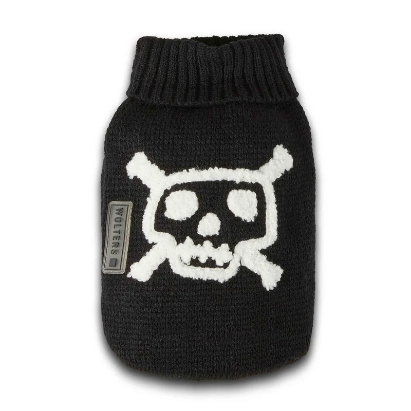 Wolters Hunde Strickpullover Totenkopf – Halloween Hundepullover schwarz, Gr. 20–50 cm