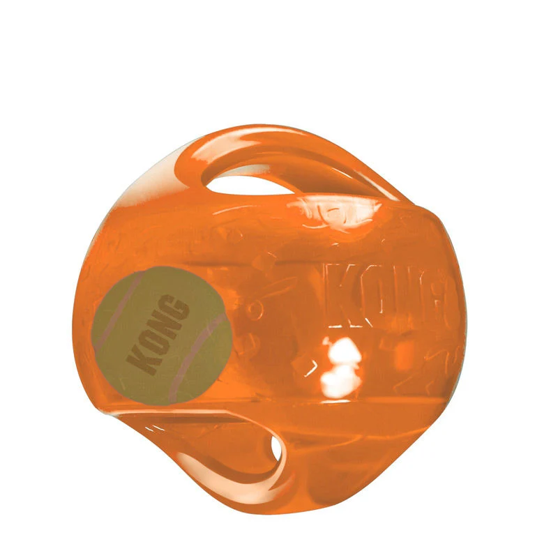 KONG Jumbler – 2-in-1 Hundespielzeug mit Tennisball & Quietscher | Ball & Football