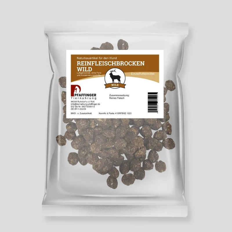 Knöpfli Natur Fleischbrocken Hundesnack aus reinem Wild 200g