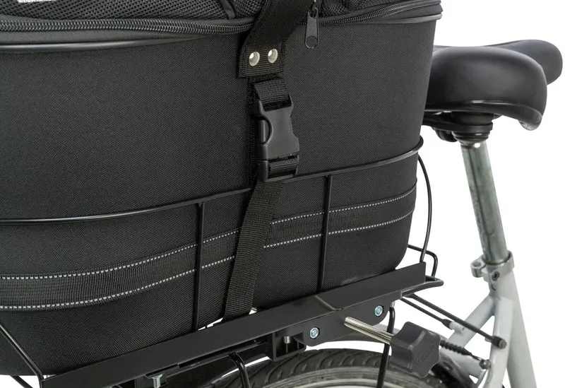 TRIXIE Hundefahrradkorb Gepäckträger – bis 6 kg, Netz-Abdeckung, Kurzleine, schwarz