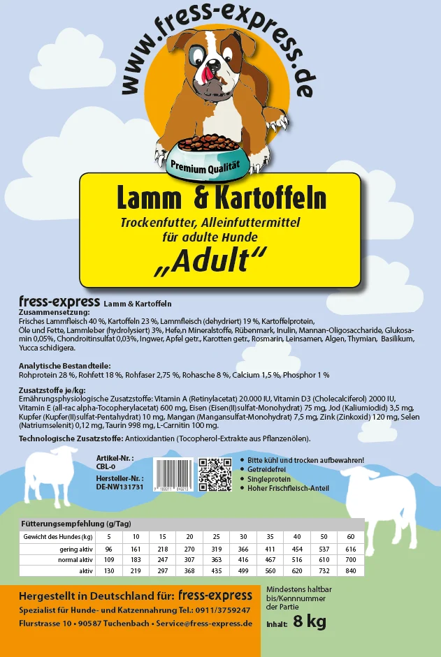 Lamm & Kartoffeln Hypoallergen Monoprotein Getreidefrei