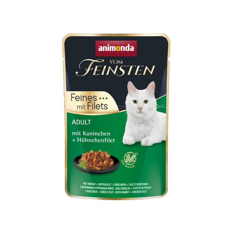 De Hun’nenhoff | Vom Feinsten Adult Feines mit Filets – Kaninchen & Hühnchenfilet – Zarte Vielfalt für Genießer-Katzen