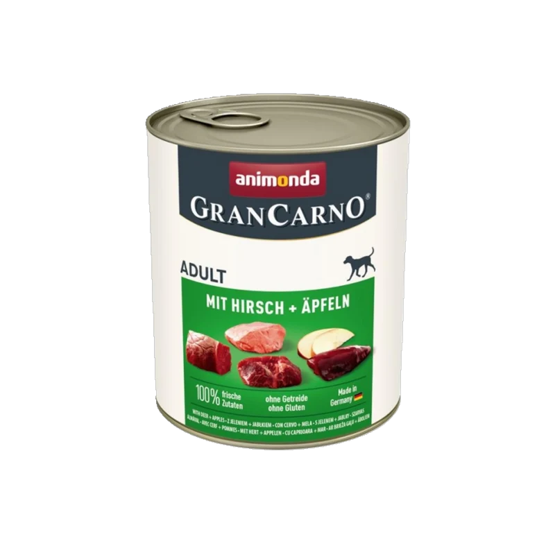 De Hun’nenhoff | Animonda GranCarno® Adult mit Hirsch & Äpfeln – Nassnahrung mit Wildbrühe, Apfel und Distelöl