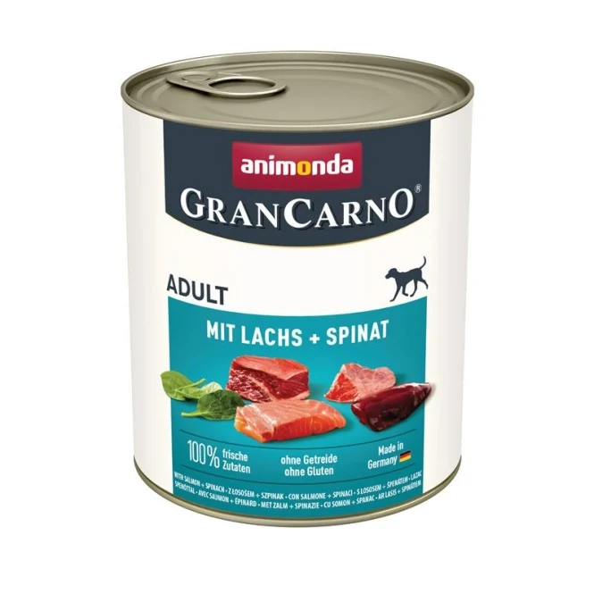 De Hun’nenhoff | Animonda GranCarno Schwein & Lachs – Nassnahrung mit Lachsbrühe, Spinat und Distelöl