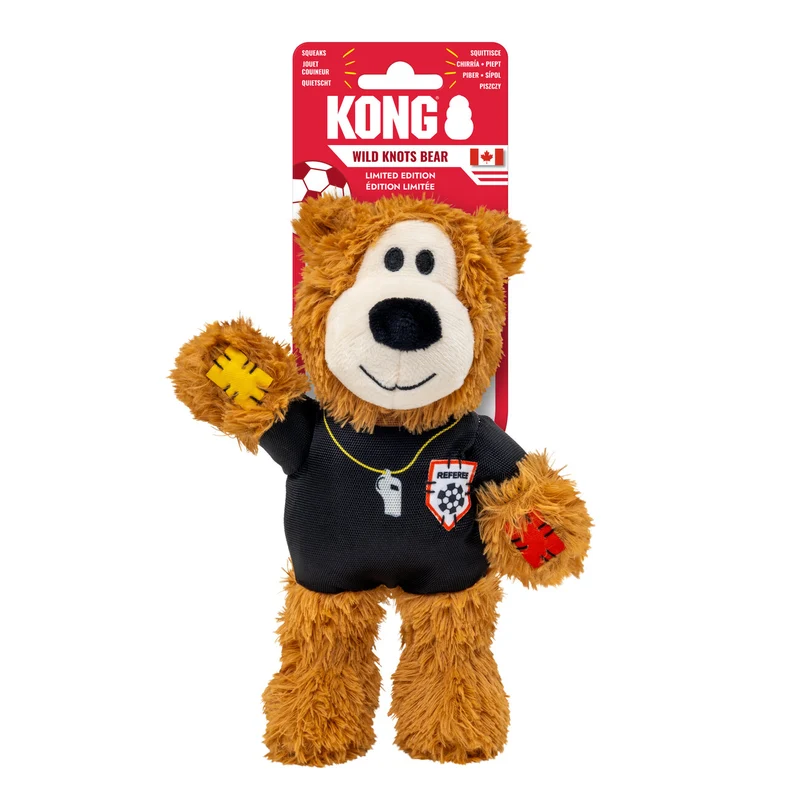 KONG Wild Knots Sport Bear Schiedsrichter – Plüsch-Hundespielzeug mit Seilskelett & Quietscher
