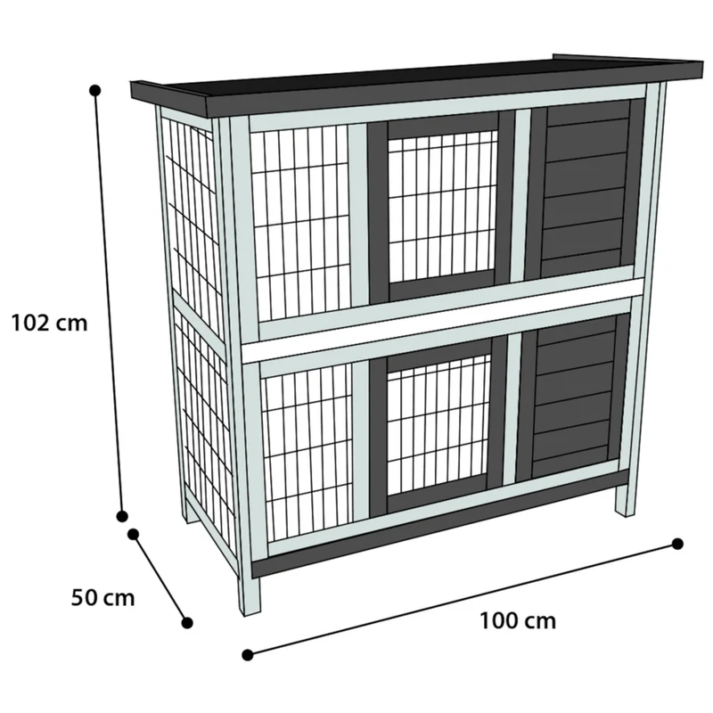 Kaninchenstall Combi 1 Rustic Grau