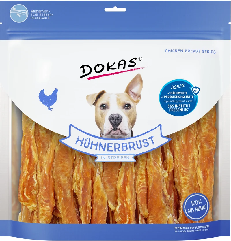 Dokas Dog Snack Hühnerbrust in Streifen 900g
