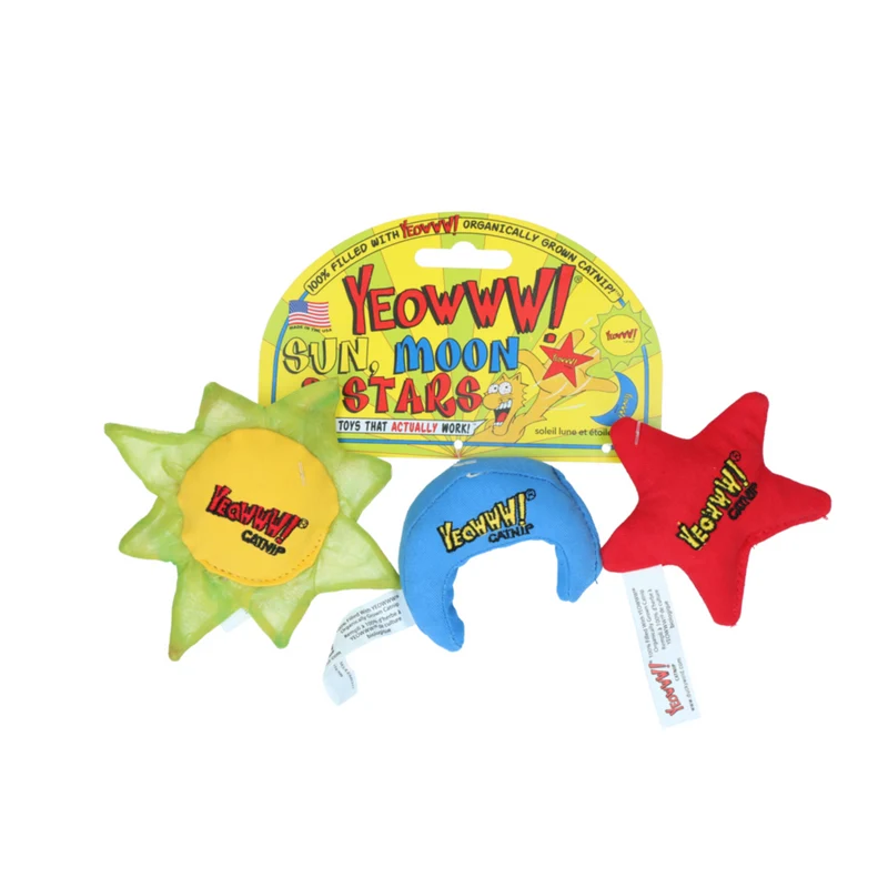 Yeowww! Katzenspielzeug Sun Moon and Stars – Trio Set mit stärkster Bio-Katzenminze