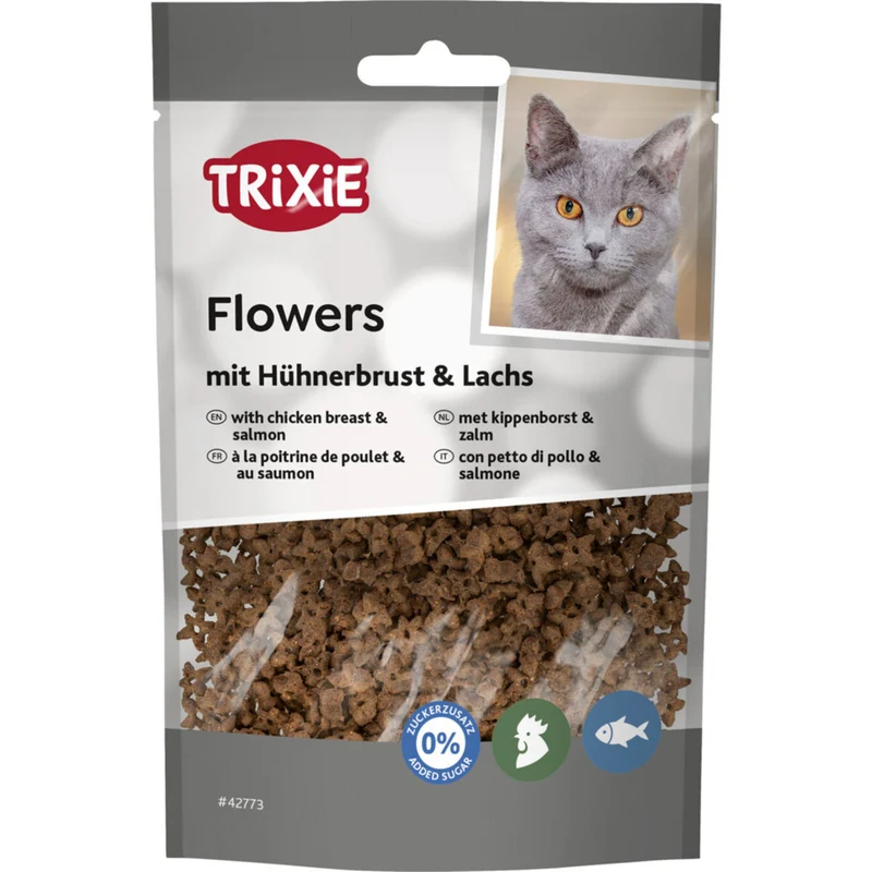 TRIXIE Flowers Katzensnack – Hühnerbrust & Lachs Leckerlis (50 g)