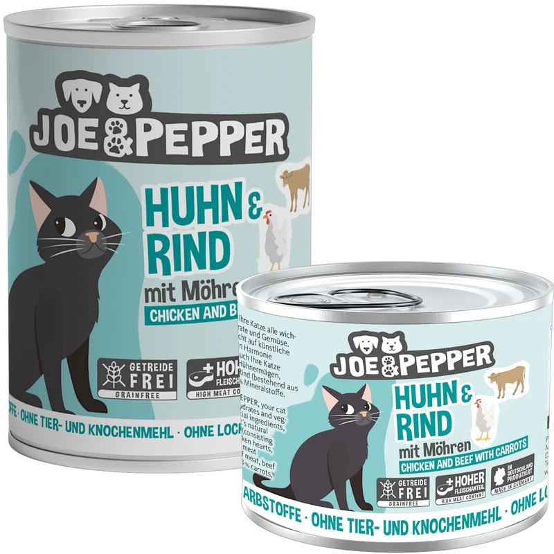 Joe & Pepper Cat - Huhn & Rind mit Möhren