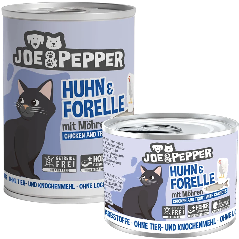 Joe & Pepper Cat - Huhn & Forelle mit Möhren
