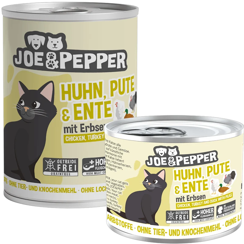 Joe & Pepper Cat - Huhn, Pute & Ente mit Erbsen