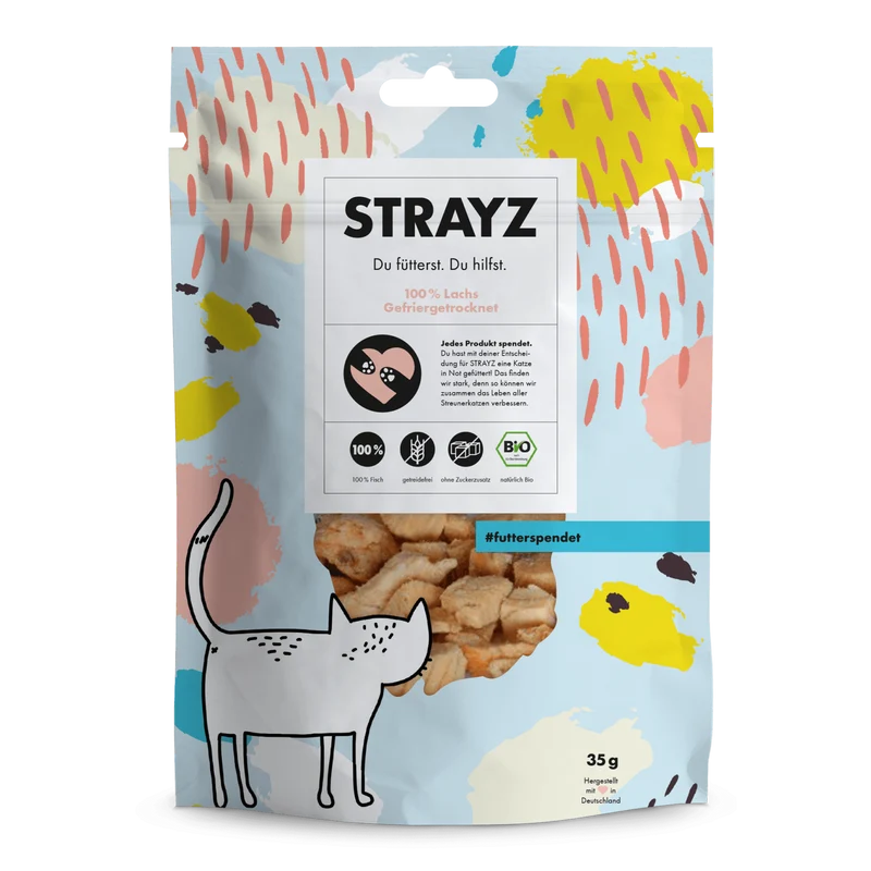 Strayz Katze Snack 100% Lachs Gefriergetrocknet Bio
