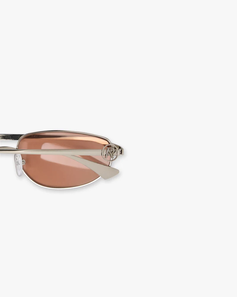 Slim Aviator Sunglasses - Silver Brown