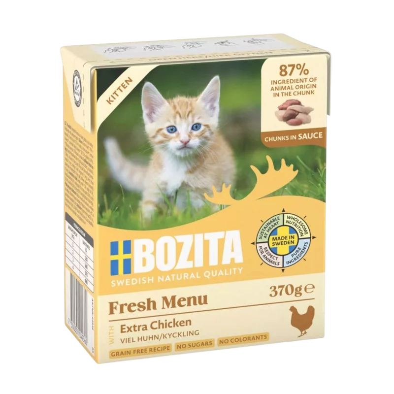 Bozita Häppchen in Sauce mit Hühnchen für Kitten – nährstoffreiches Premium-Nassfutter