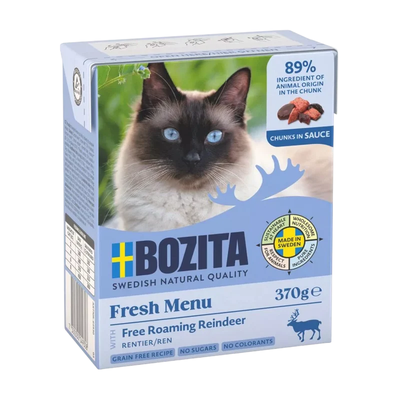 Bozita Häppchen in Sauce mit Rentier – fettarmes Premium-Nassfutter