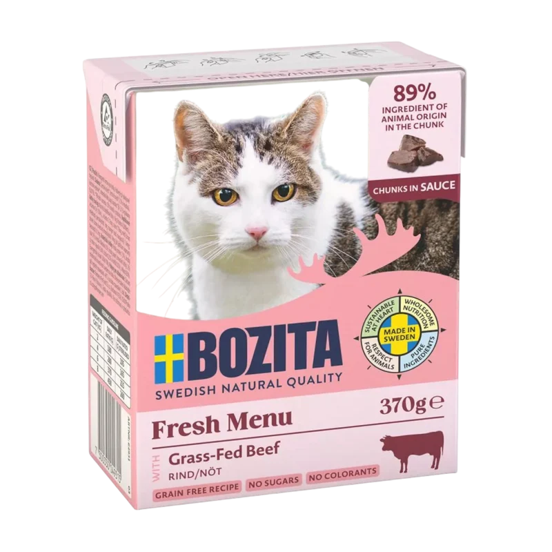 Bozita Häppchen in Sauce mit Rind – fettarmes Premium-Nassfutter