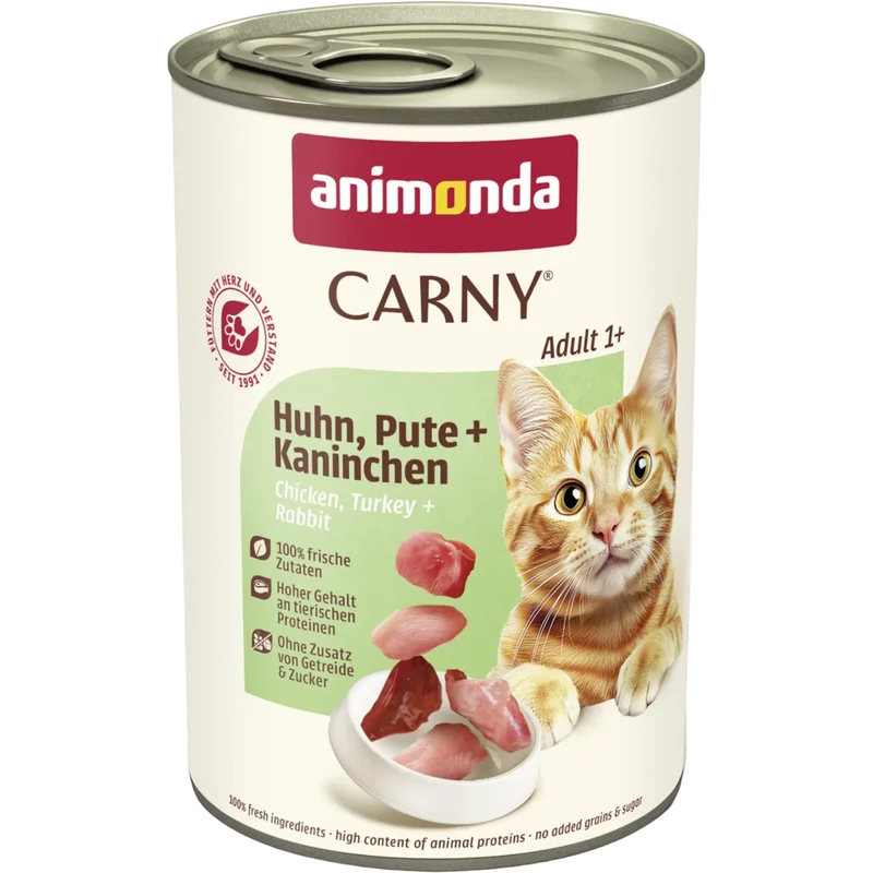 Carny Adult Huhn, Pute + Kaninchen – Reiner Fleischgenuss mit feiner Vielfalt