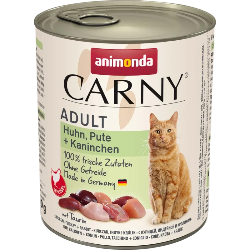 Carny Adult Huhn, Pute + Kaninchen – Reiner Fleischgenuss mit feiner Vielfalt