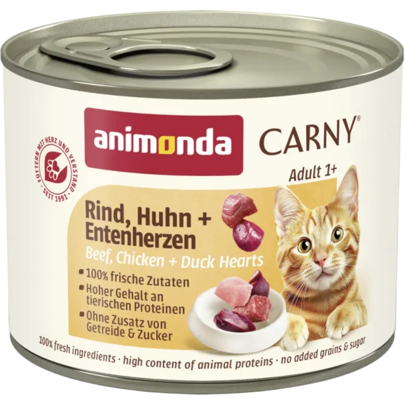 Carny Adult Rind, Huhn + Entenherzen – Fleischvielfalt mit saftiger Herz-Note