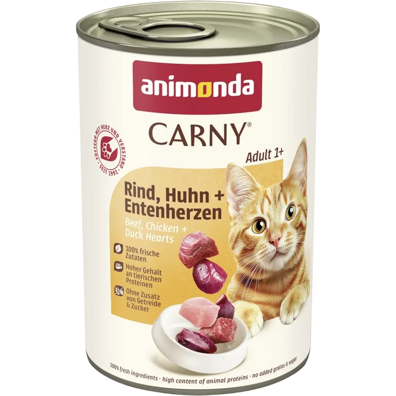 Carny Adult Rind, Huhn + Entenherzen – Fleischvielfalt mit saftiger Herz-Note