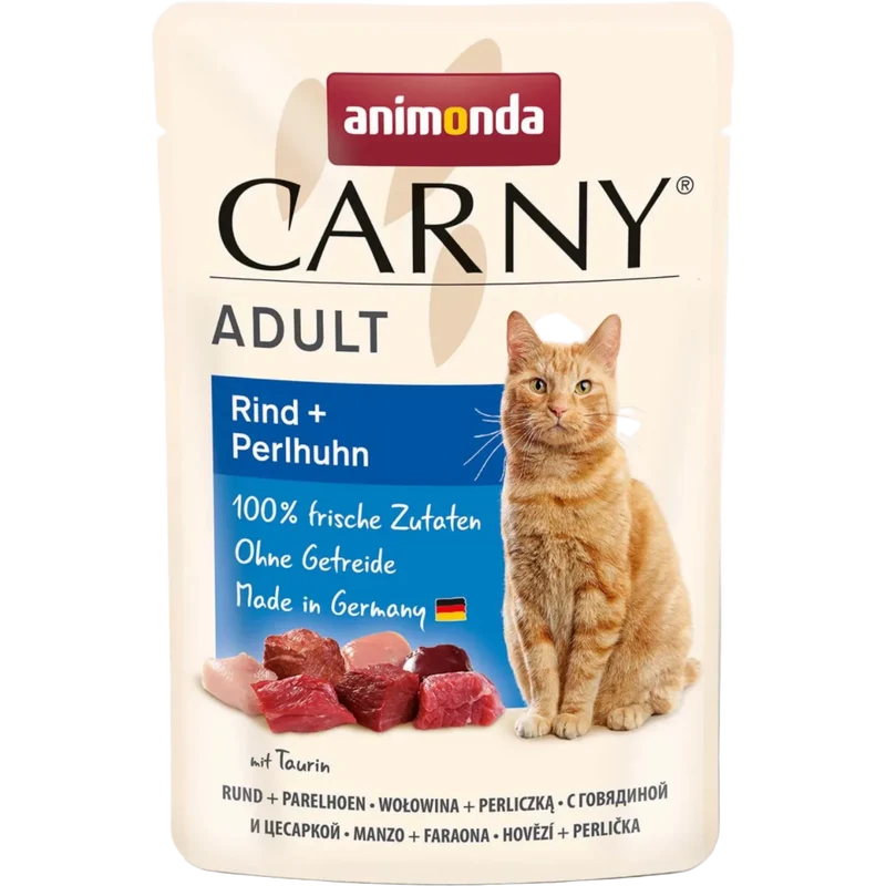 Carny Adult Rind + Perlhuhn – Abwechslungsreicher Fleischgenuss für ausgewachsene Katzen
