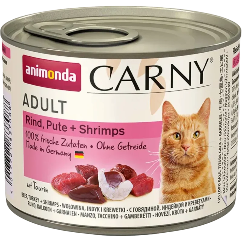 Carny Adult Rind, Pute + Shrimps – Leckeres, fleischig-frisches Katzenfutter