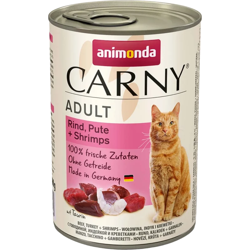 Carny Adult Rind, Pute + Shrimps – Leckeres, fleischig-frisches Katzenfutter