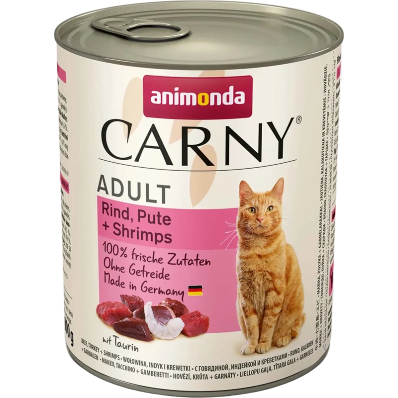 Carny Adult Rind, Pute + Shrimps – Leckeres, fleischig-frisches Katzenfutter
