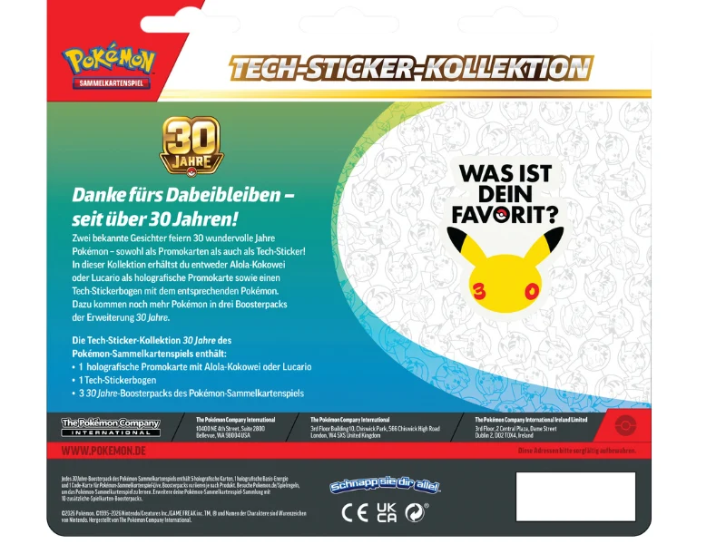 Pokémon Tech-Sticker-Kollektion 30 Jahre