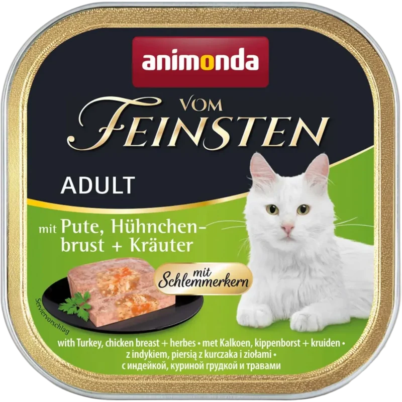 Vom Feinsten Adult Schlemmerkern – Pute, Hähnchenbrust + Kräuter Premium-Feuchtfutter mit Genusskern.