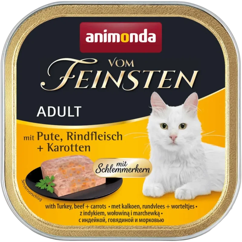 Vom Feinsten Adult Schlemmerkern – Pute, Rindfleisch + Karotten Premium-Pastete mit Genusskern. Hohe Akzeptanz.