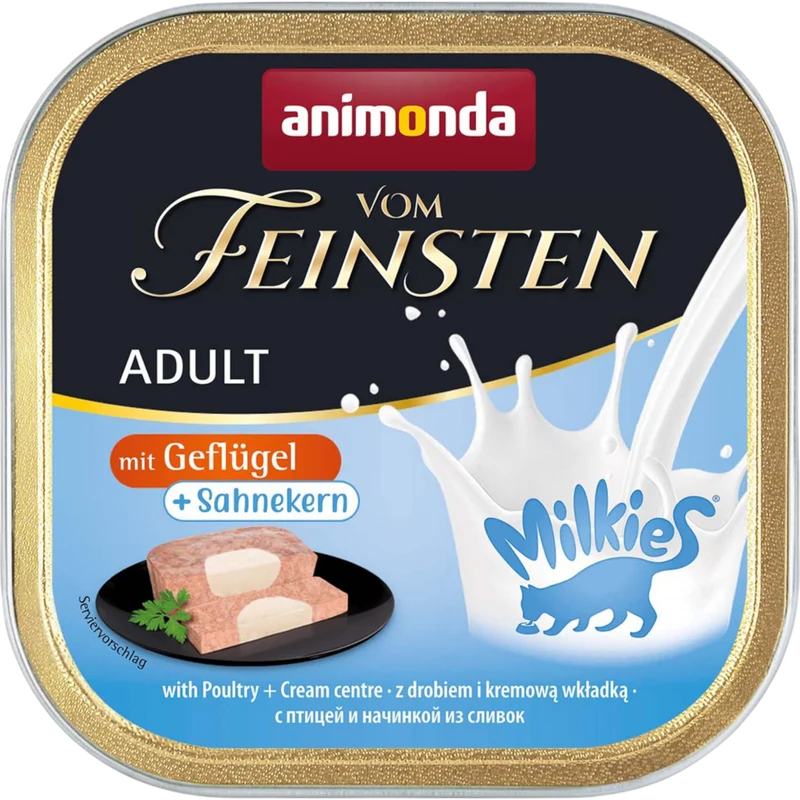 Vom Feinsten Adult Pastete mit Geflügel + Sahnekern Ein Premium-Produkt für Katzenhaushalte, die puren Genuss und hohe Akzeptanz erwarten.