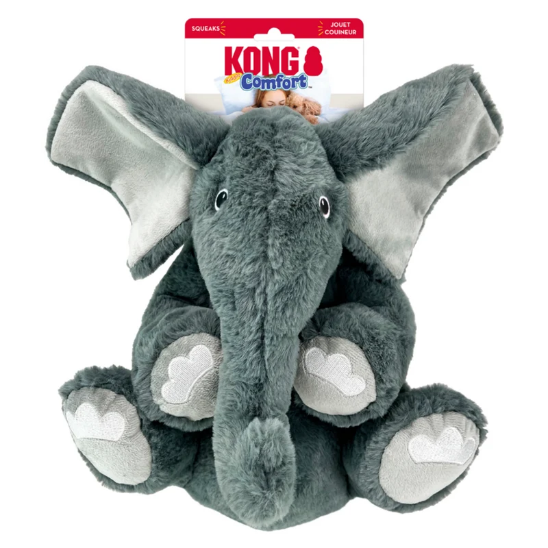 KONG Comfort Kiddos Elefant XL – Plüsch-Hundespielzeug mit herausnehmbarem Quietscher | 44 cm