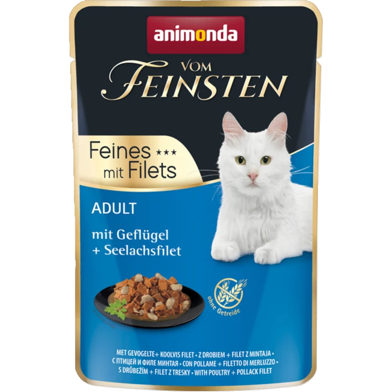 Vom Feinsten Adult Feines mit Filets – Geflügel & Seelachsfilet – Raffiniertes Ragout für echte Feinschmecker