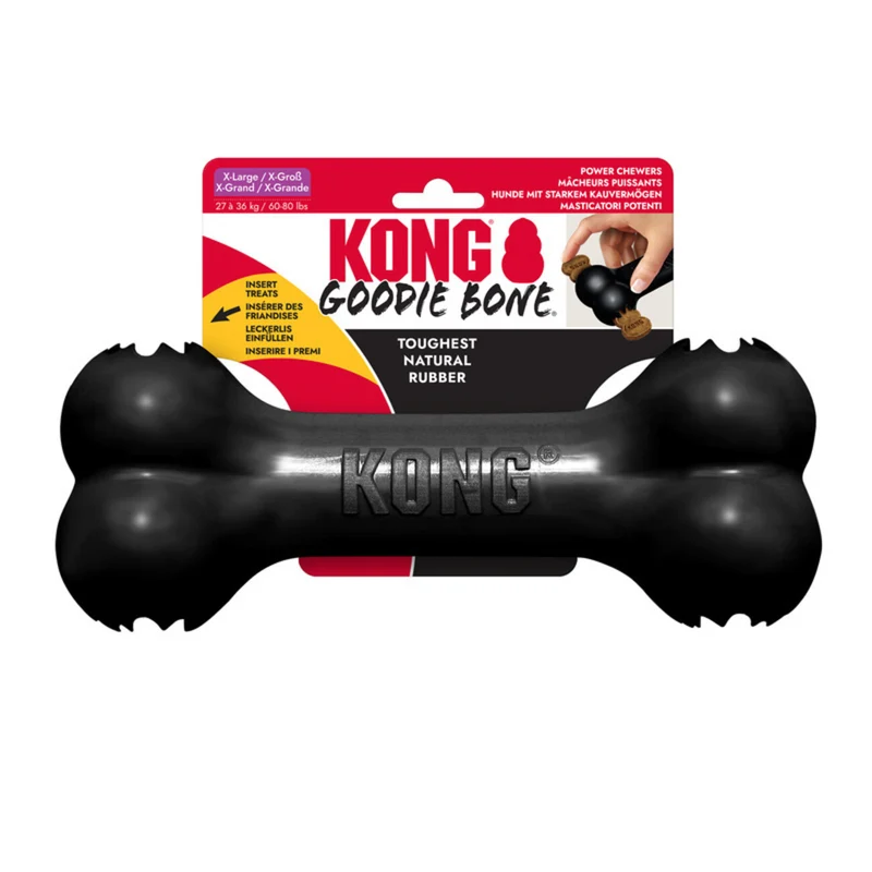 KONG Extreme Goodie Bone XL – Robuster Kauknochen aus Naturkautschuk | befüllbar | 26 cm