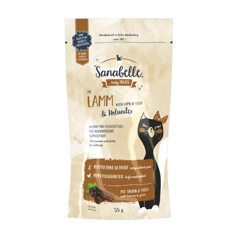 Sanabelle SOFT-STICKS Lamm & Holunder – weiche Premium-Snacks für Genießer-Katzen