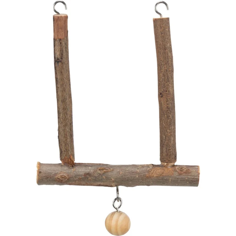 Trapezschaukel mit Holzkugel, Rindenholz