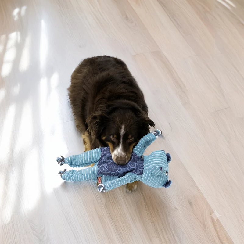 KONG Floppy Knots Hippo Jumbo XL – Plüsch-Hundespielzeug mit Knotenseil & Quietscher