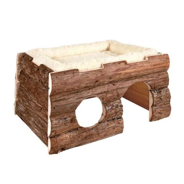 Trixie Blockhaus Tilde mit Kuschelbett für Meerschweinchen – herausnehmbar