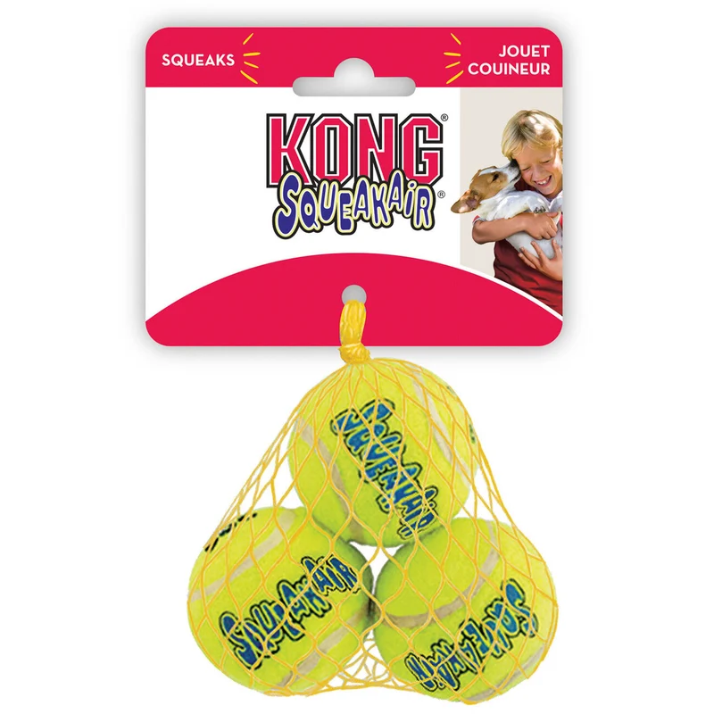 KONG AirDog Squeakair Tennisbälle mit Quietscher für Hunde – Zahnschonendes Apportierspielzeug