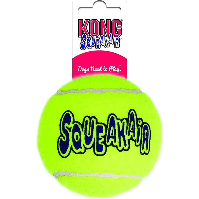 KONG AirDog Squeakair Tennisbälle mit Quietscher für Hunde – Zahnschonendes Apportierspielzeug