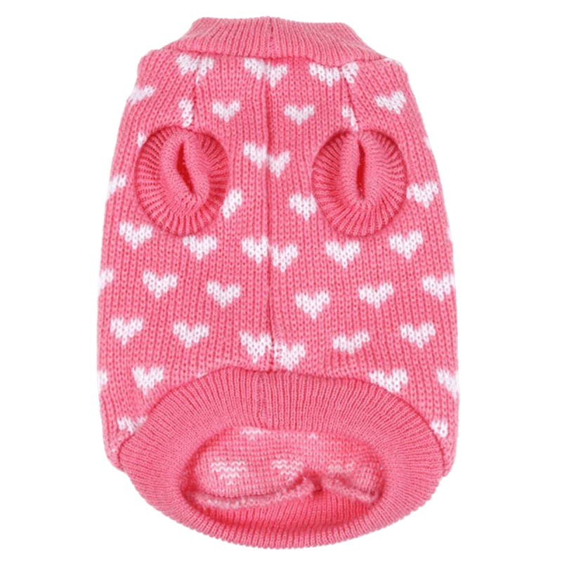 Silvercell Pets Puppy Dogs Clothes Jacket Little Heart Knit Sweater Coat Pink XL