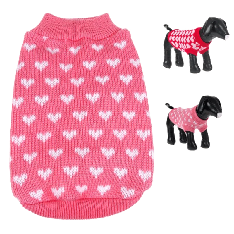 Silvercell Pets Puppy Dogs Clothes Jacket Little Heart Knit Sweater Coat Pink XL