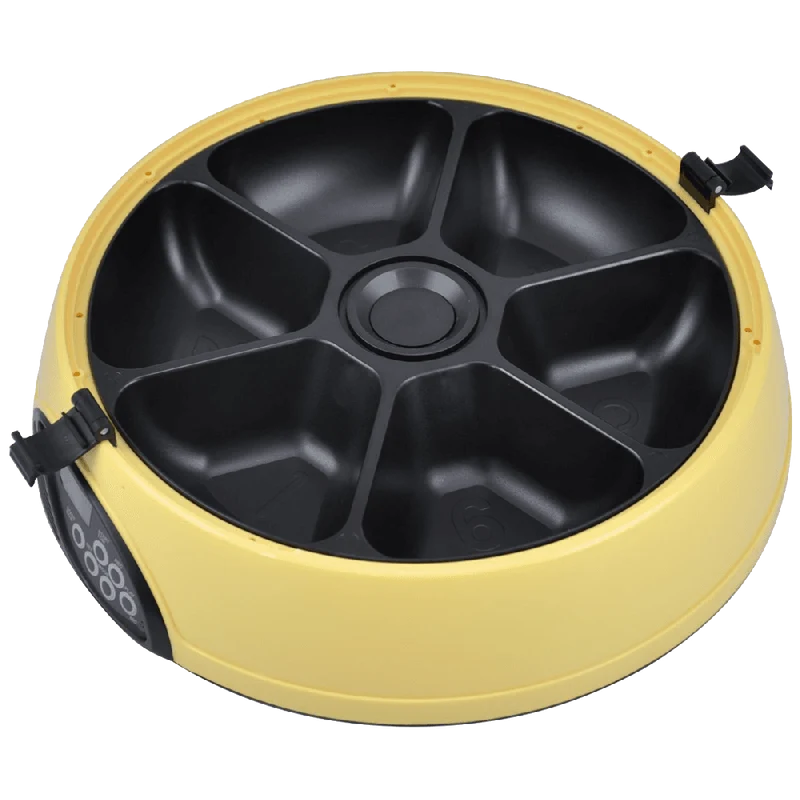 Popamazing 6 Days Cat + Dog + Rabbit Meal Automatic Pet Feeder Auto Dispenser (Yellow)