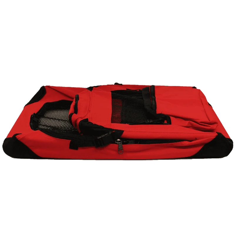 Mool Lightweight Fabric Pet Carrier Crate with Fleece Mat and Food Bag, Medium, 60 x 42 x 42 cm, Red