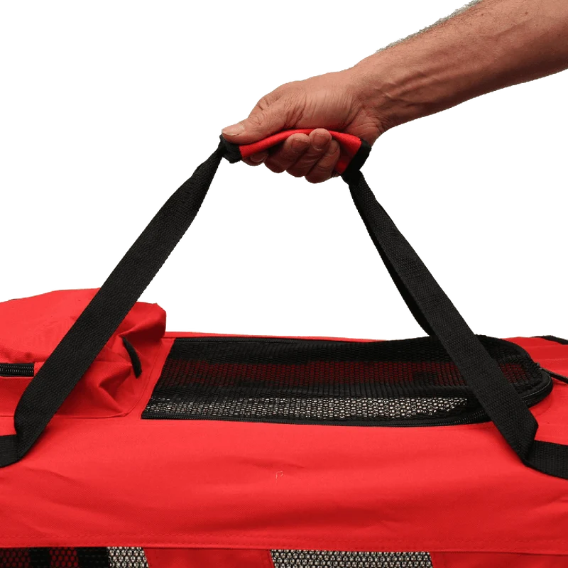 Mool Lightweight Fabric Pet Carrier Crate with Fleece Mat and Food Bag, Medium, 60 x 42 x 42 cm, Red