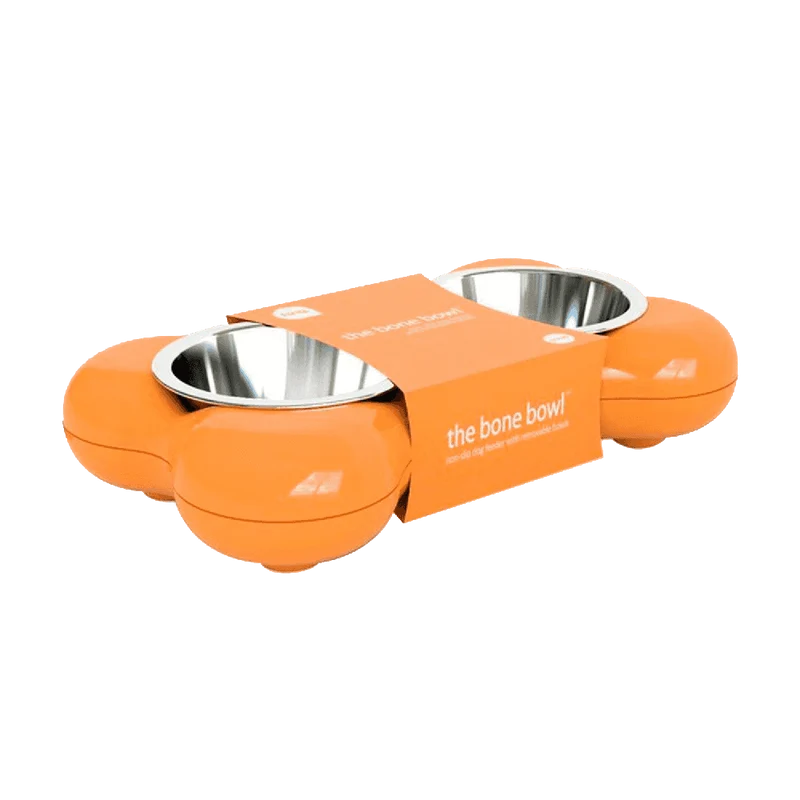 Hing Designs The Bone Bowl with Non Slip Rubber Feet and Dishwasher Safe Removable Stainless Steel Bowls, Pink